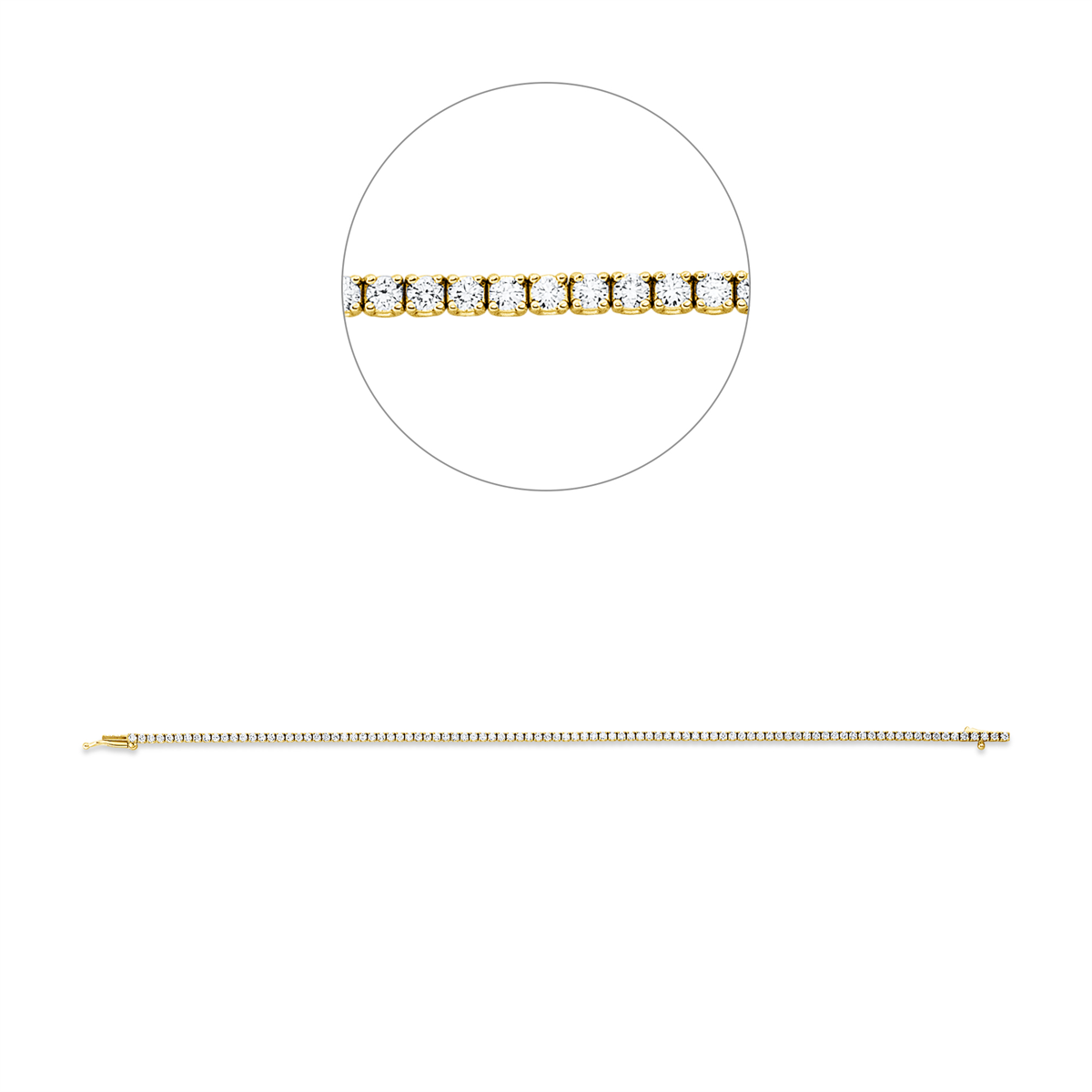 diamond full cut  tennis bracelet bracelet in yellow gold