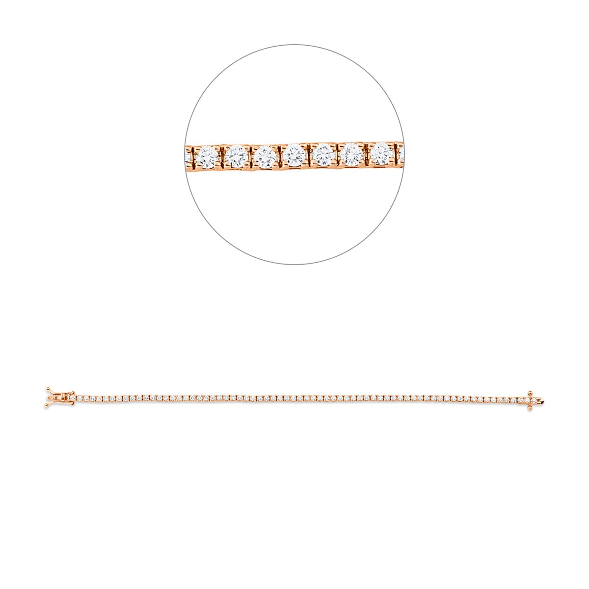diamond full cut  tennis bracelet bracelet in red gold