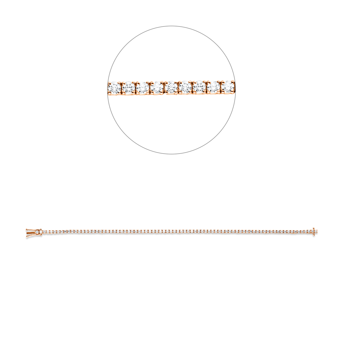 diamond full cut  tennis bracelet bracelet in red gold