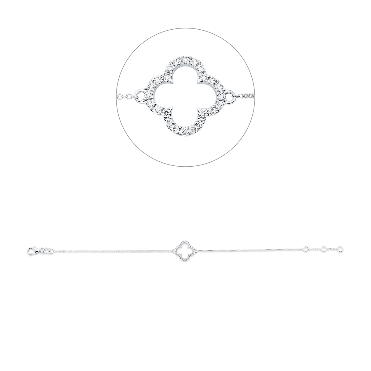 diamond full cut  modern woman bracelet in white gold