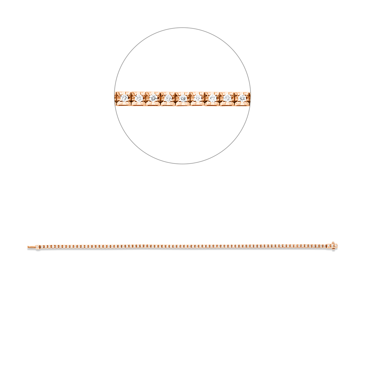 diamond full cut  tennis bracelet bracelet in red gold