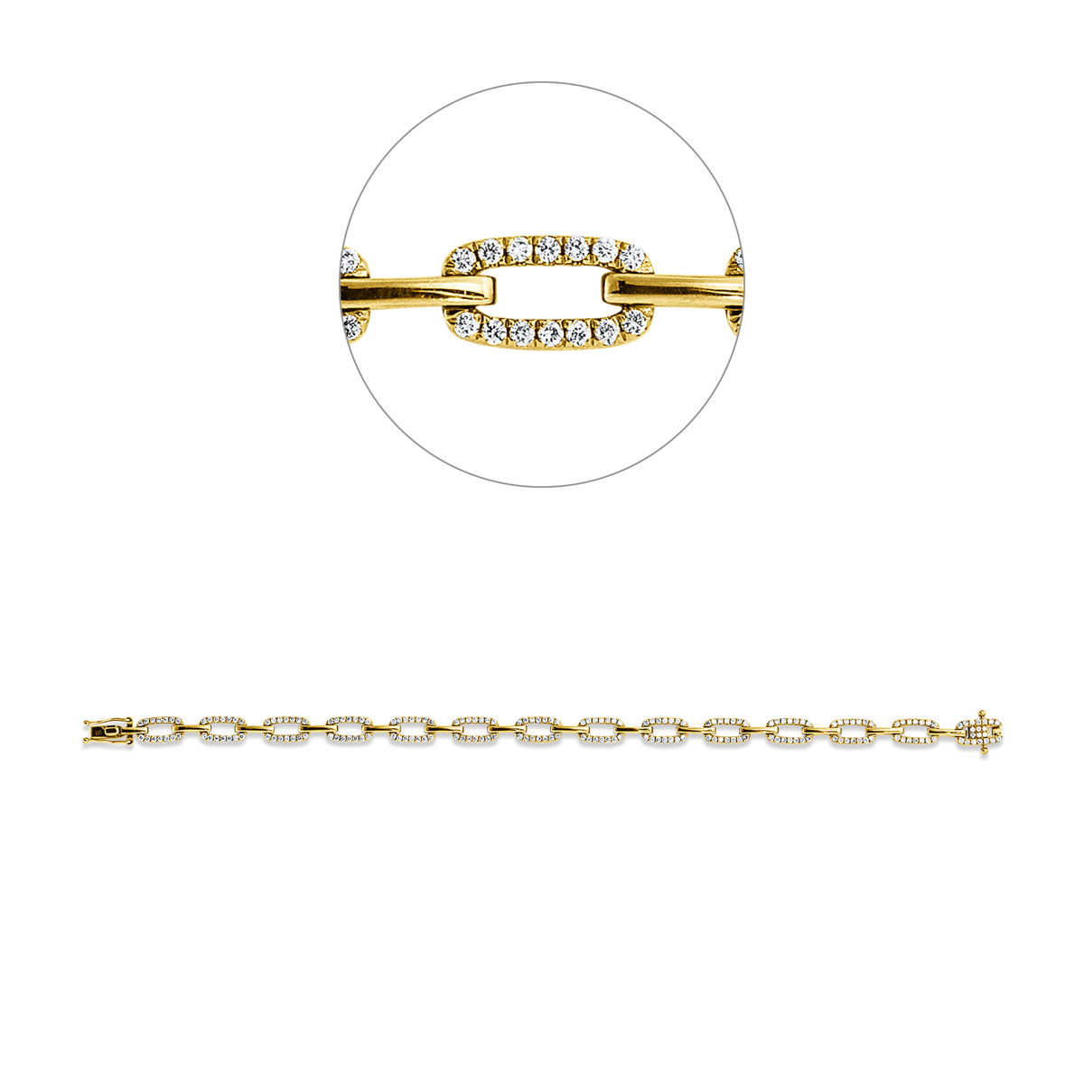 diamond full cut  multi-stone bracelet in yellow gold