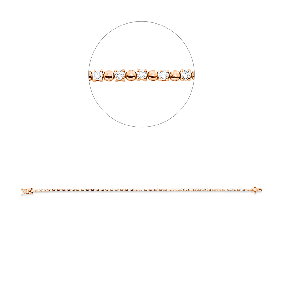 diamond full cut  tennis bracelet bracelet in red gold
