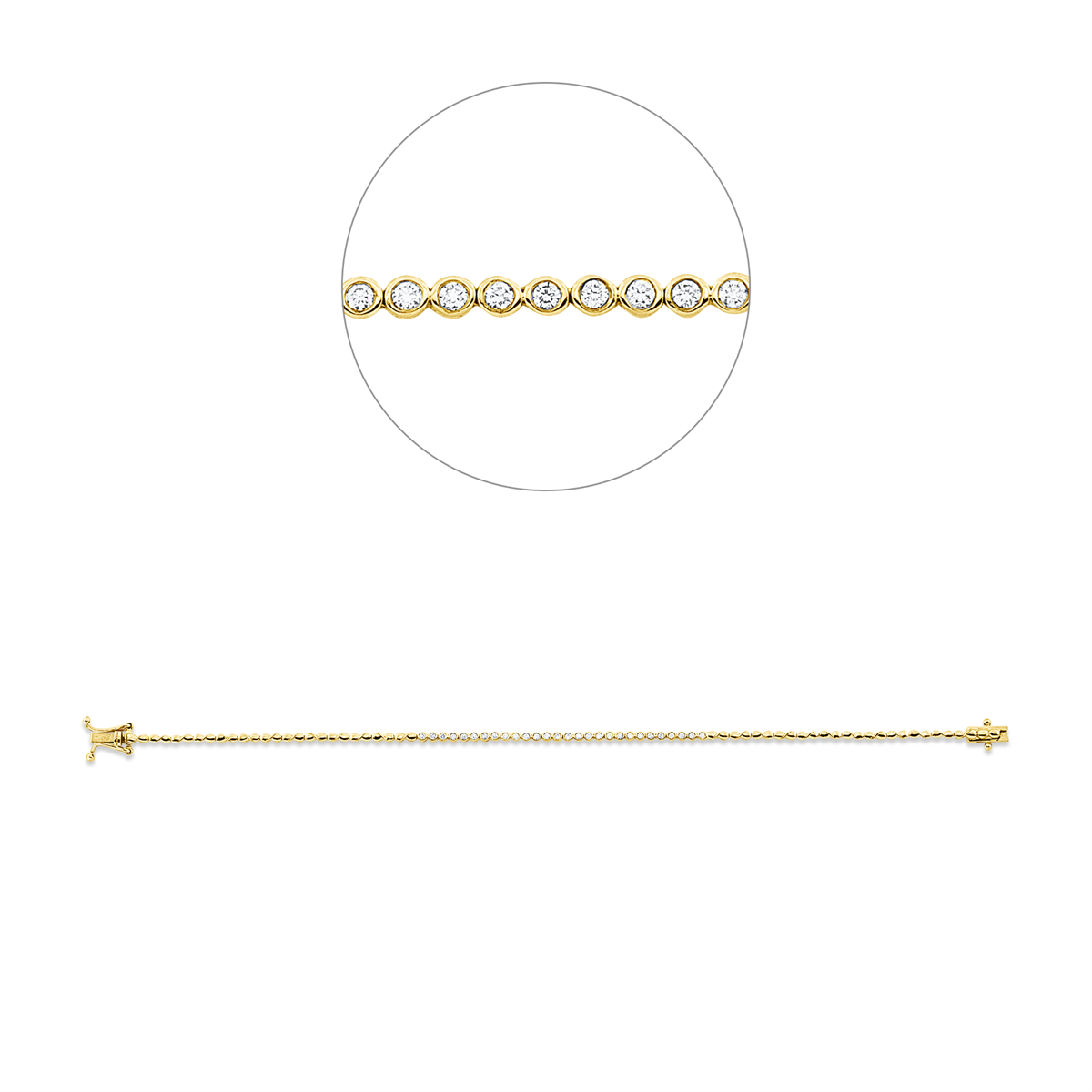 diamond full cut  modern woman bracelet in yellow gold