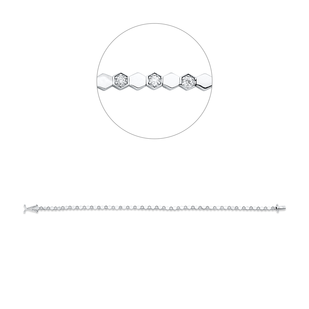 diamond full cut  modern woman bracelet in white gold