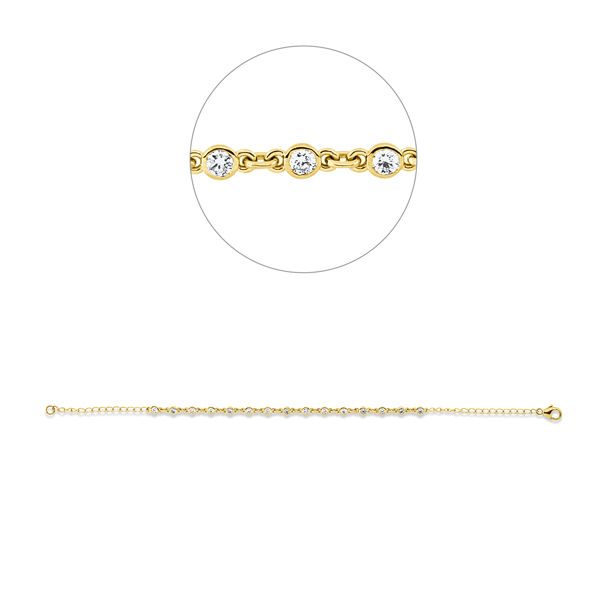 diamond full cut  modern woman bracelet in yellow gold