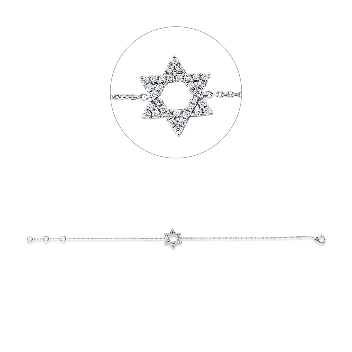diamond full cut  symbol bracelet in white gold