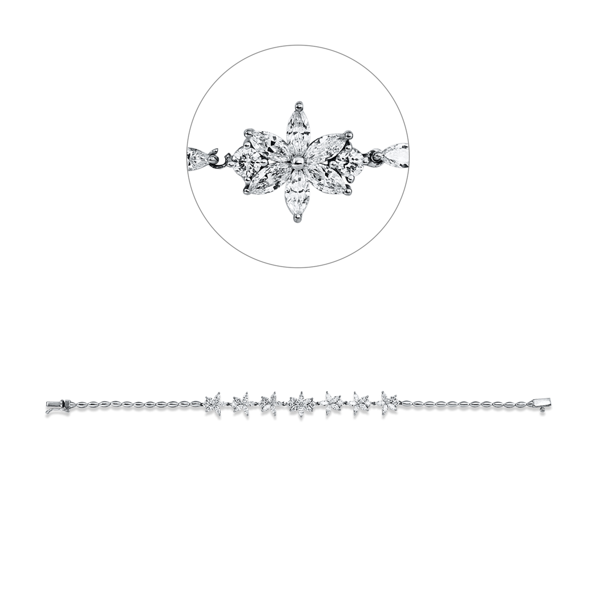 diamond full cut  exclusive bracelet in white gold