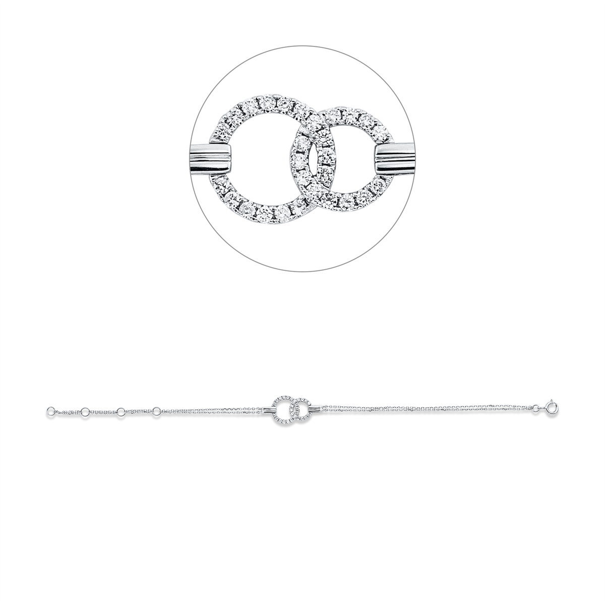 diamond full cut  multi-stone bracelet in white gold