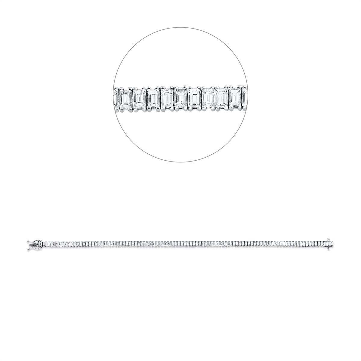 baguette  tennis bracelet bracelet in white gold