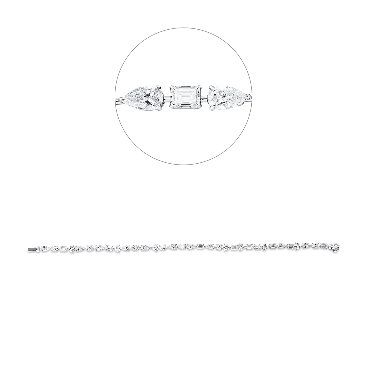 emerald cut  exclusive bracelet in white gold