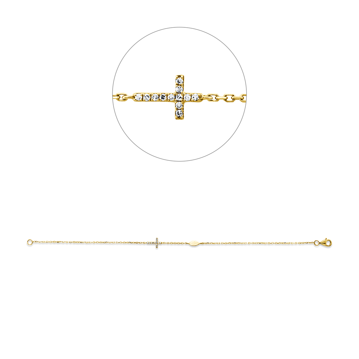 diamond single cut  modern woman bracelet in yellow gold