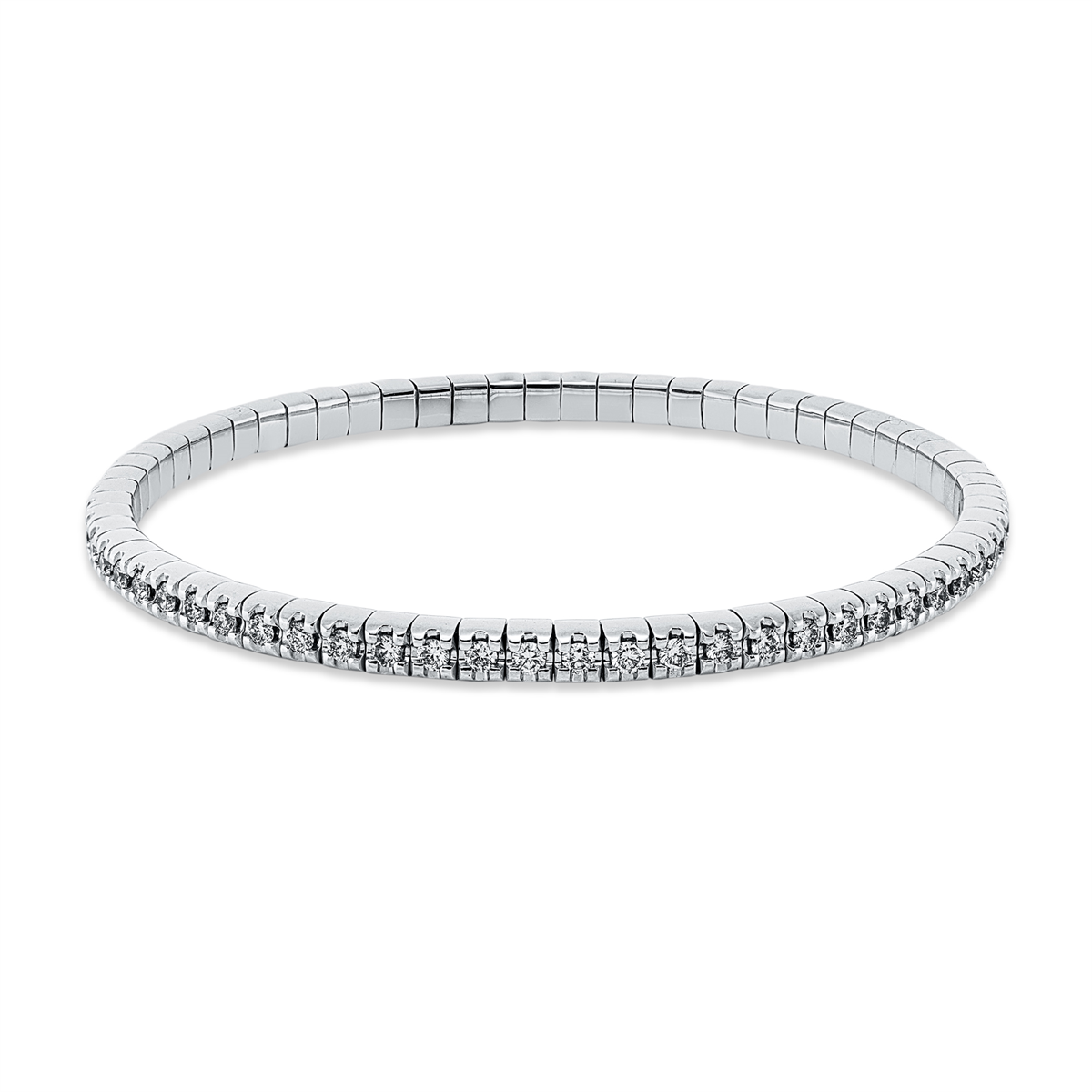 diamond full cut  flex bracelet in white gold