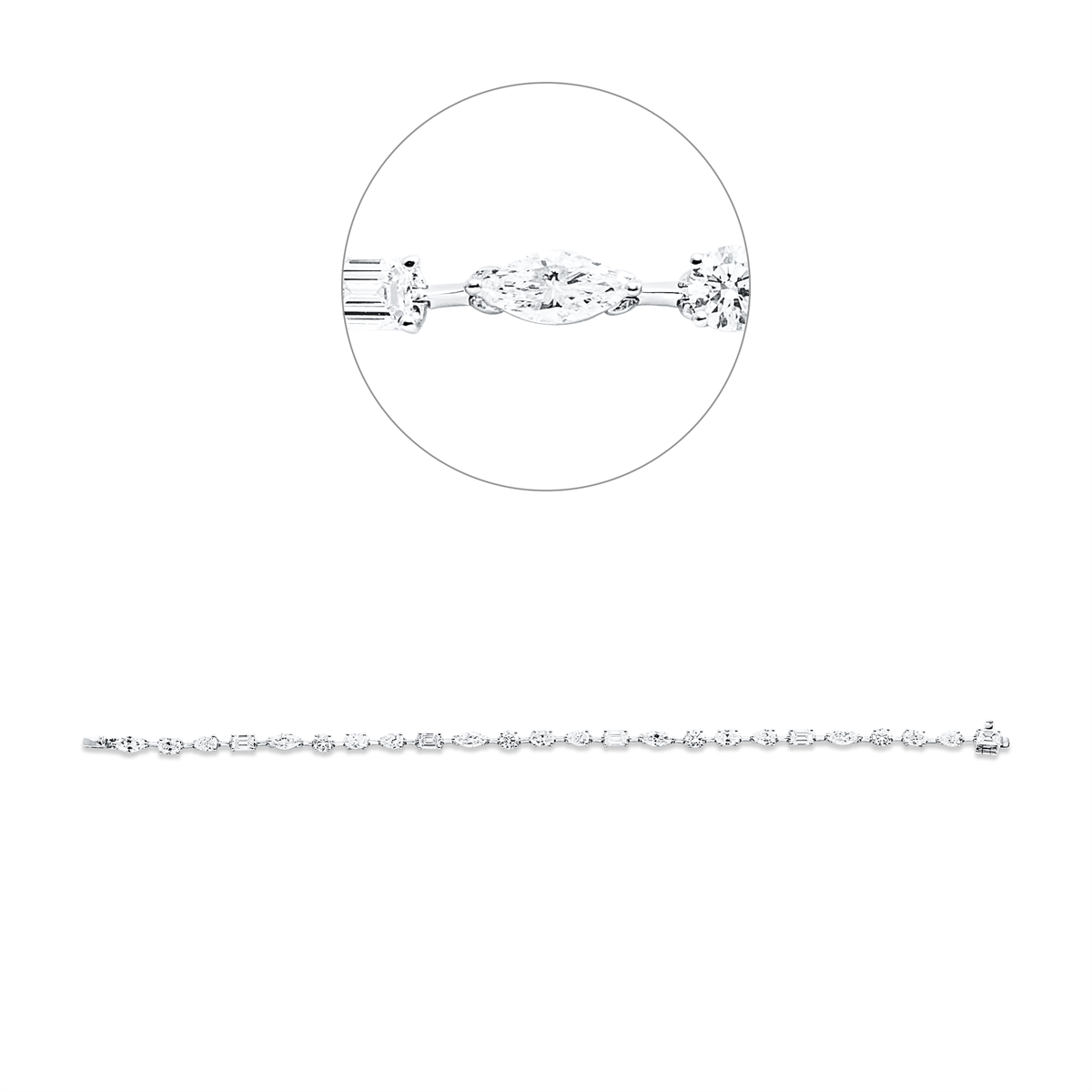 emerald cut  tennis bracelet bracelet in white gold