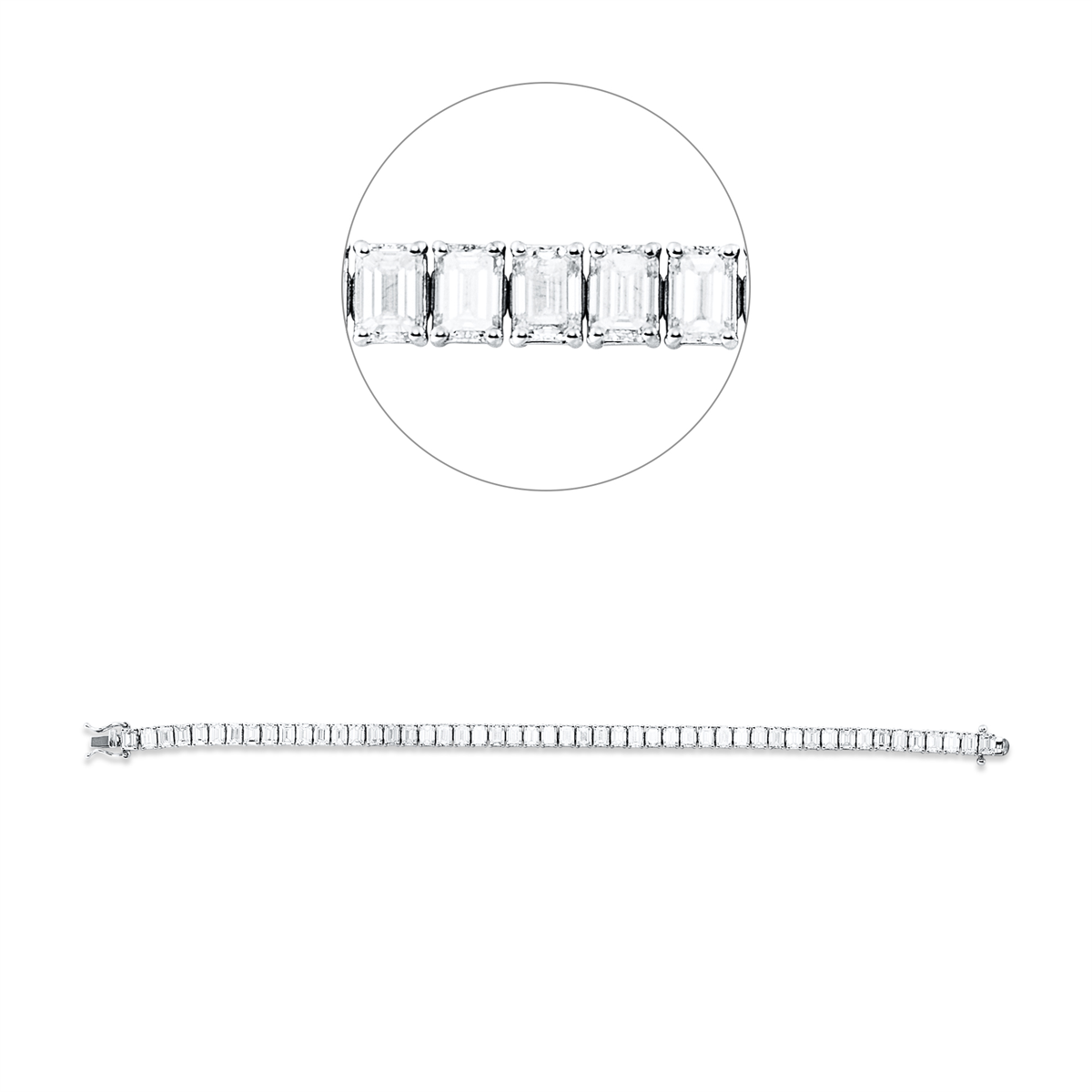 emerald cut  exclusive bracelet in white gold