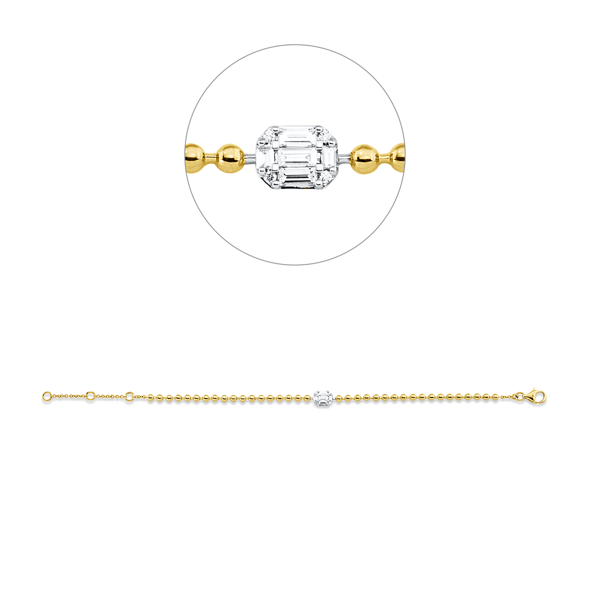 baguette  baguette bracelet in yellow gold / white gold