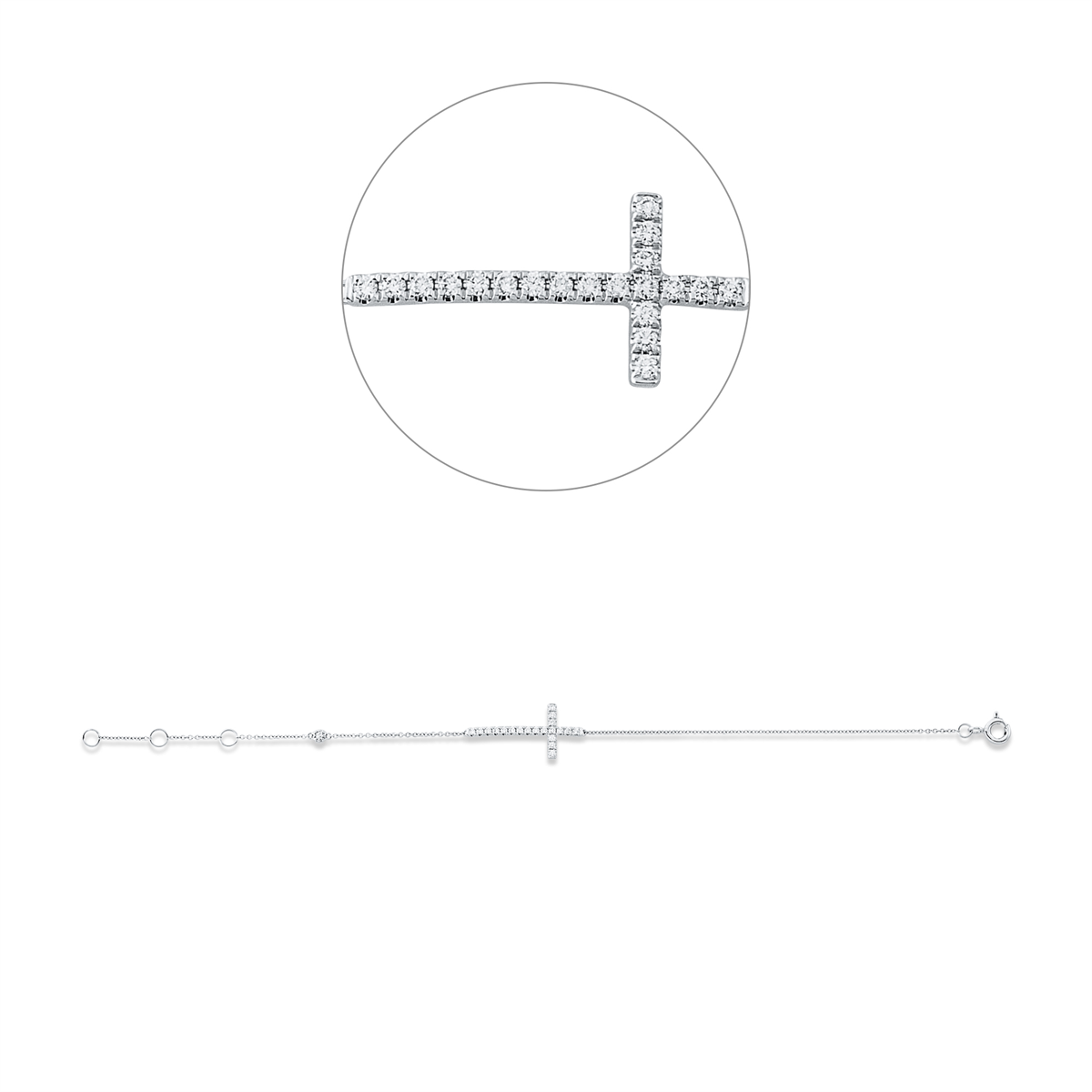 diamond full cut  modern woman bracelet in white gold