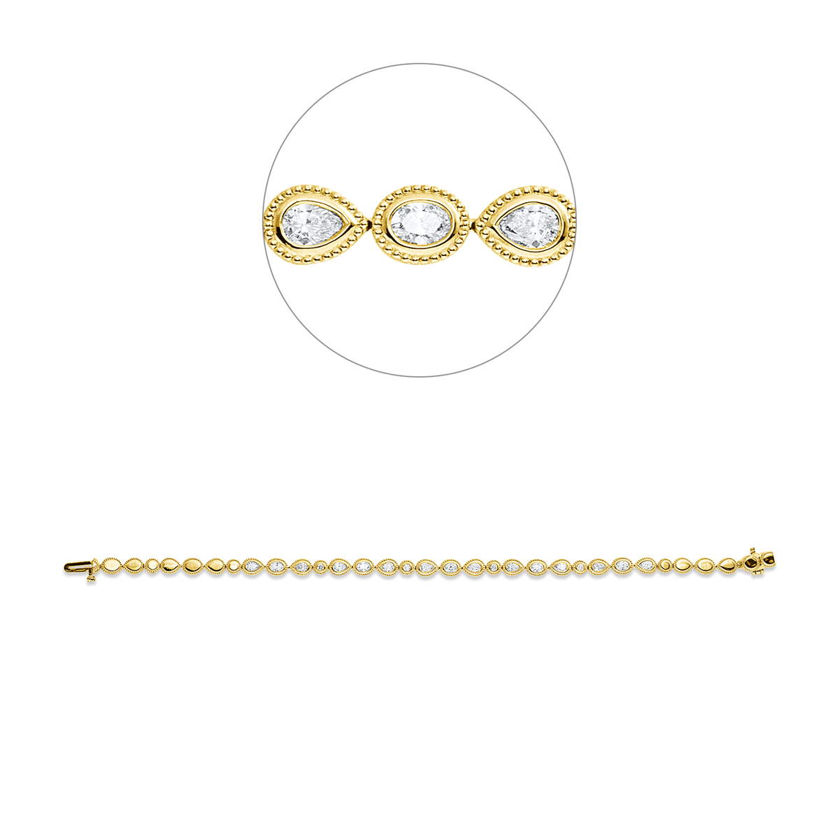 diamond full cut  multi-stone bracelet in yellow gold