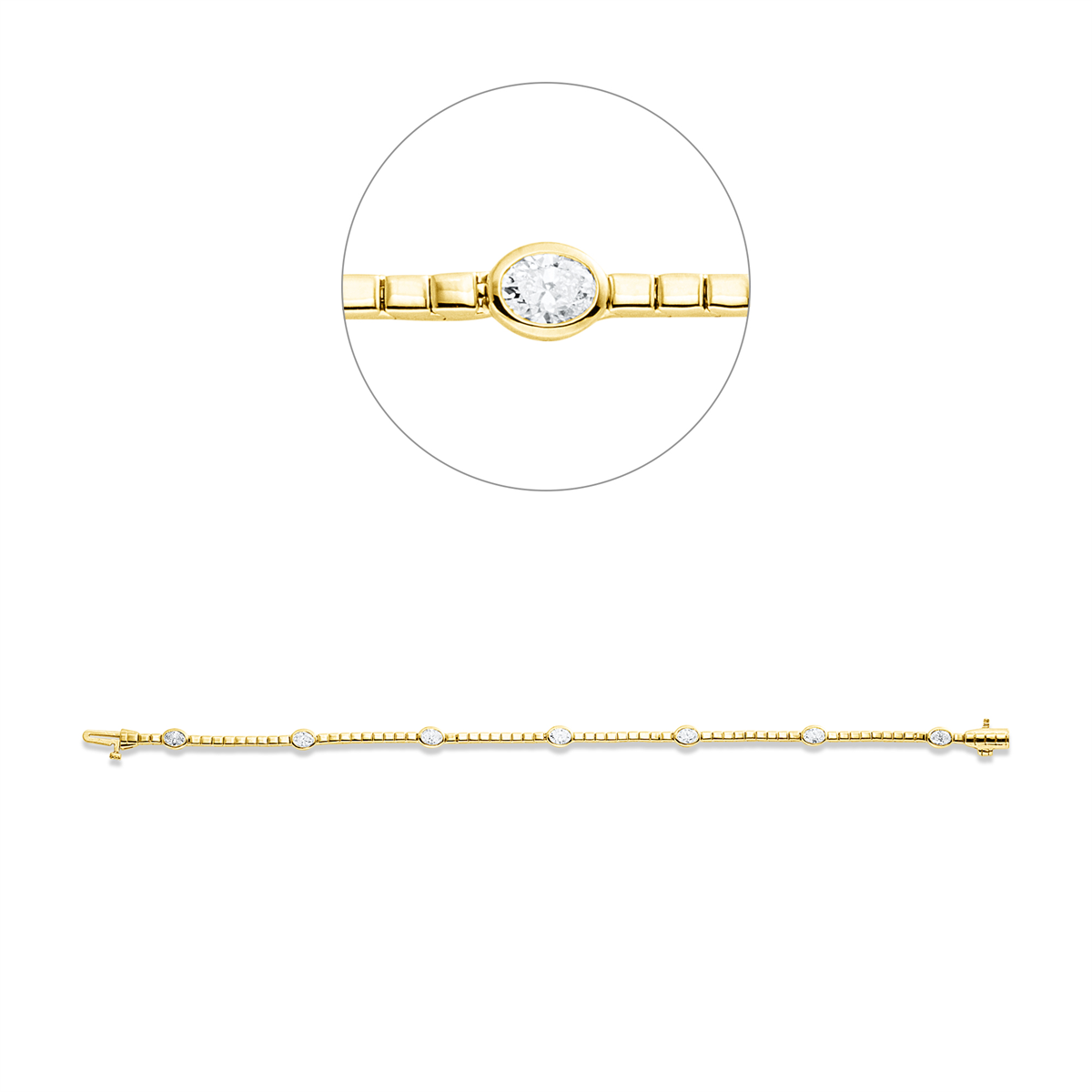 oval  multi-stone bracelet in yellow gold