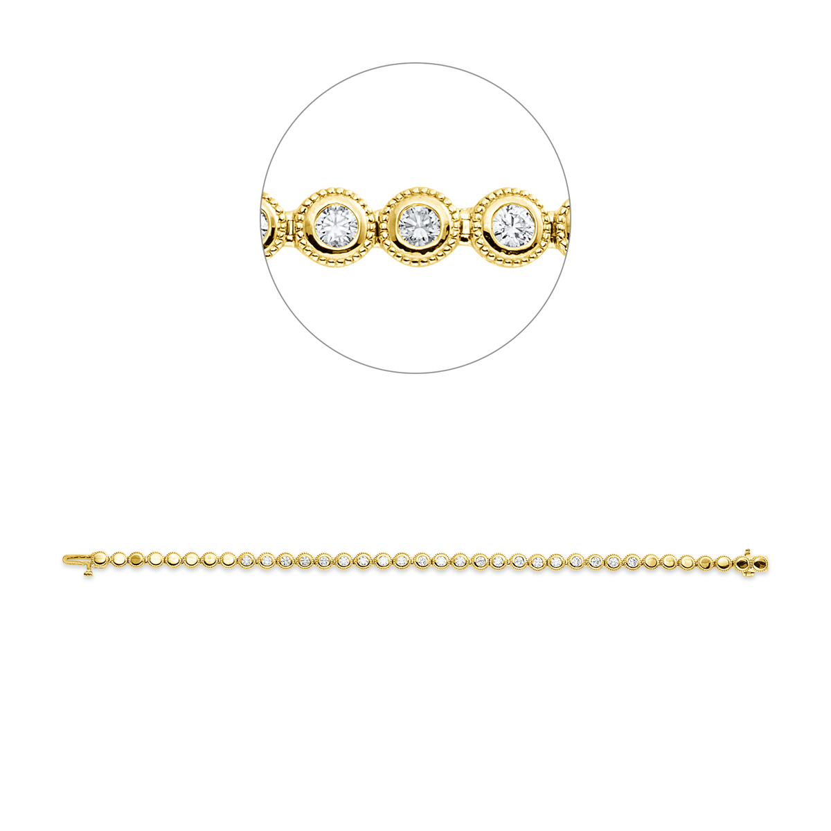 diamond full cut  tennis bracelet bracelet in yellow gold