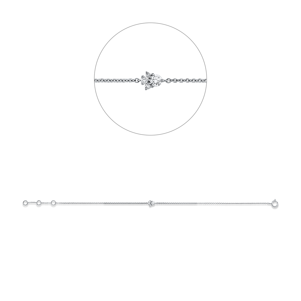 diamond full cut  modern woman bracelet in white gold