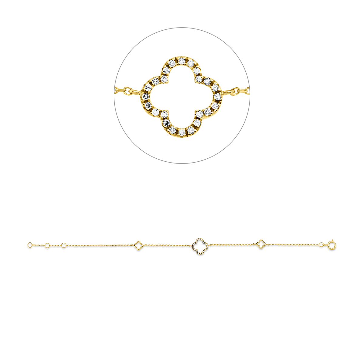 diamond single cut  modern woman bracelet in yellow gold