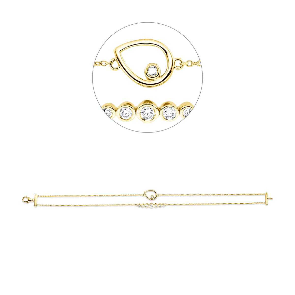 diamond full cut  modern woman bracelet in yellow gold