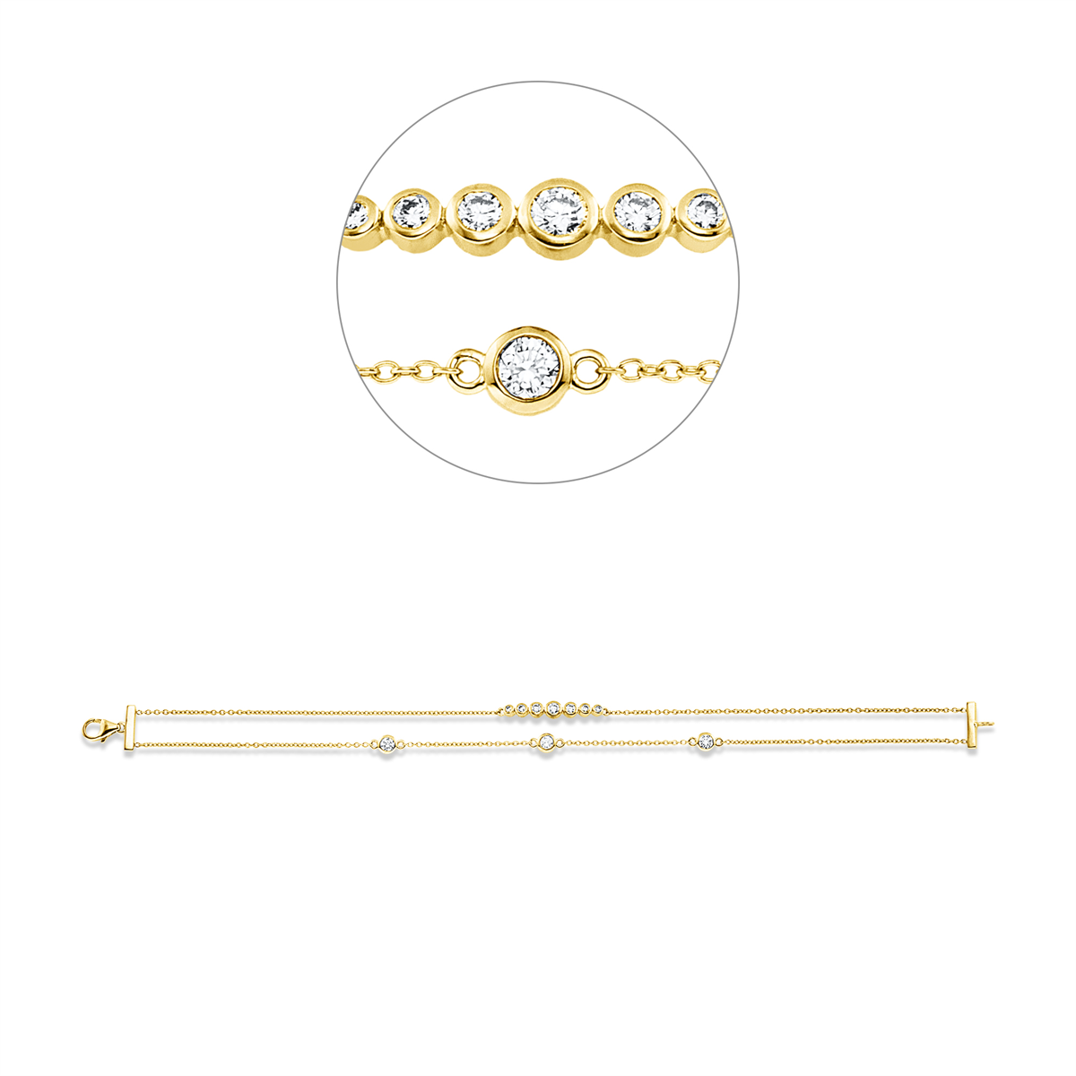 diamond full cut  modern woman bracelet in yellow gold