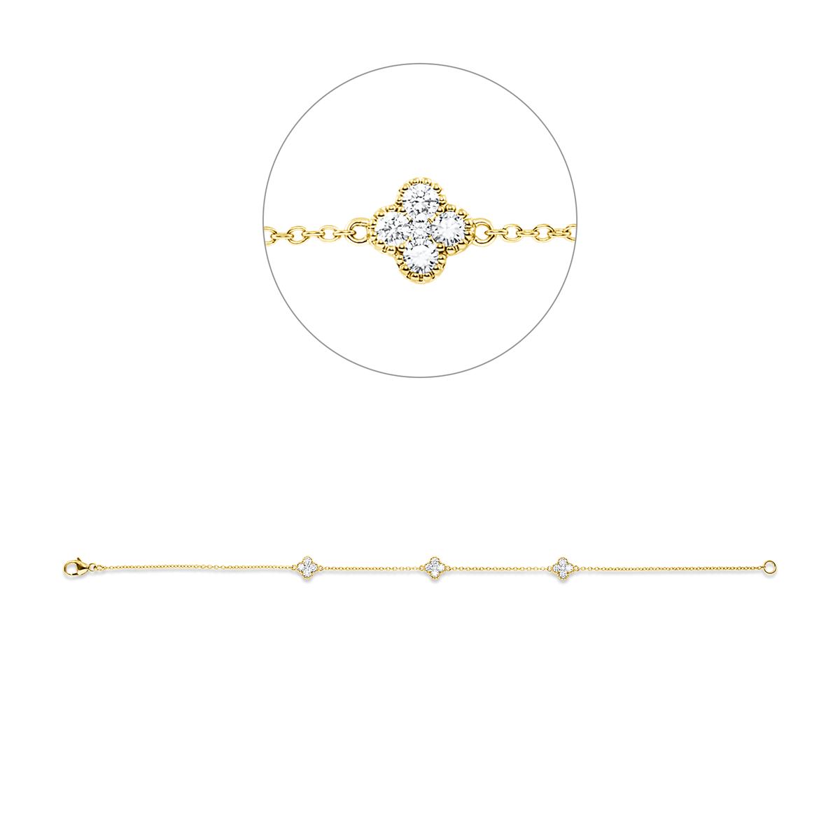 diamond full cut  modern woman bracelet in yellow gold