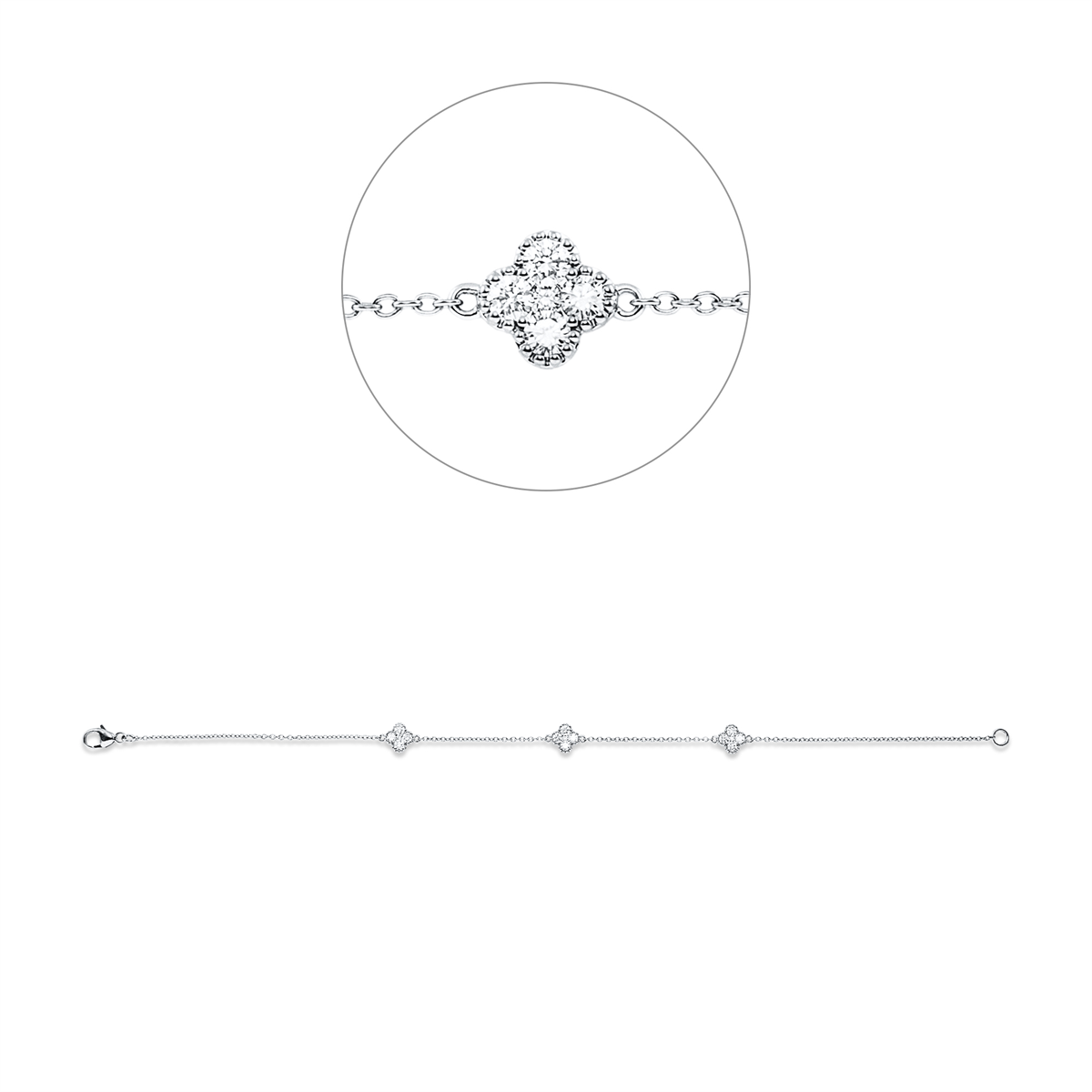 diamond full cut  modern woman bracelet in white gold
