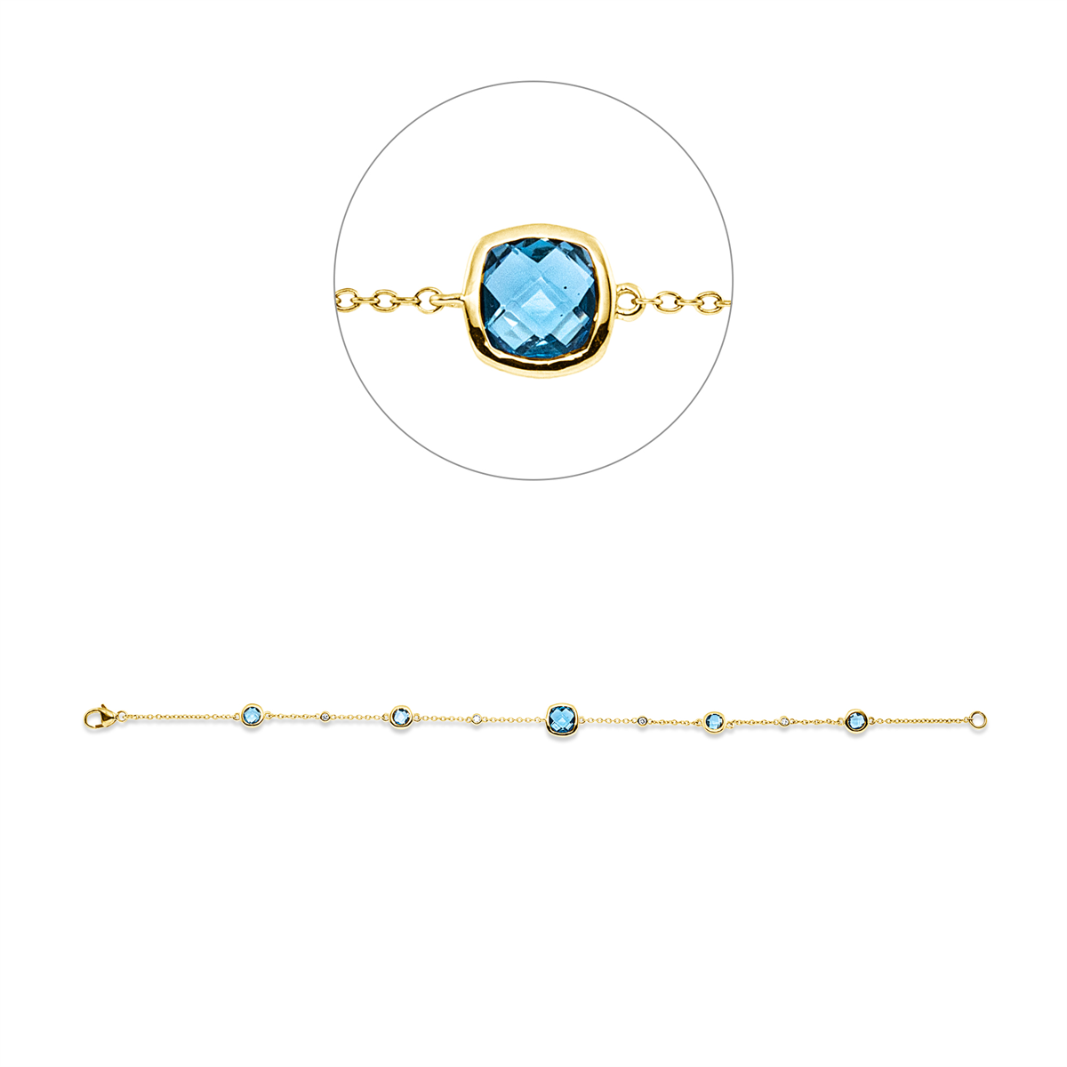 diamond full cut topaz colored stone fashion bracelet in yellow gold