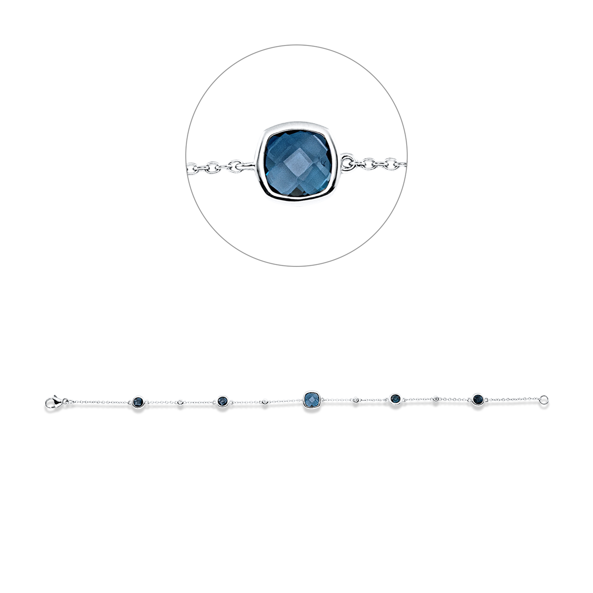 diamond full cut topaz colored stone fashion bracelet in white gold