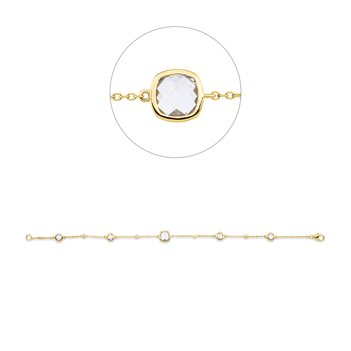 diamond full cut amethyst colored stone fashion bracelet in yellow gold
