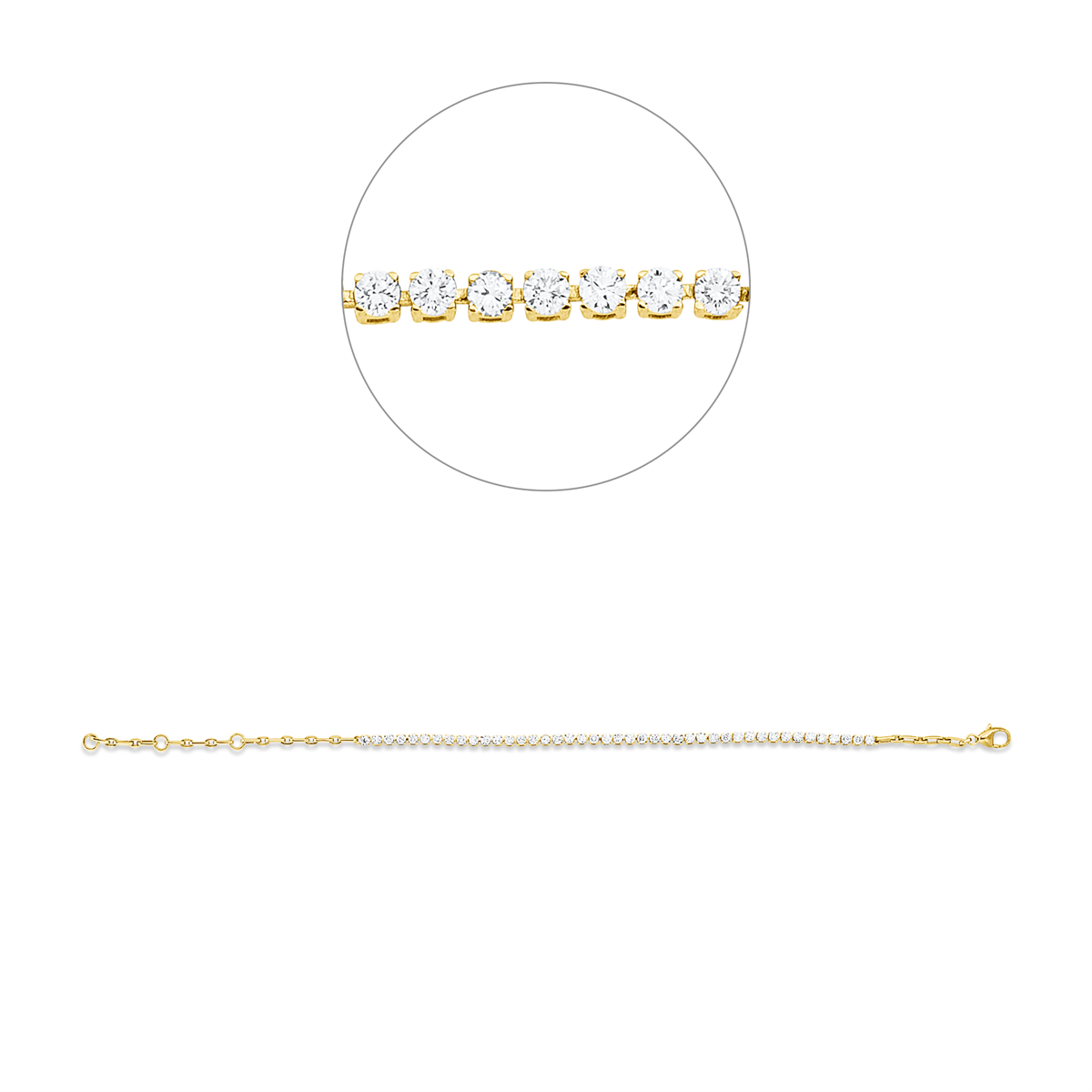 diamond full cut  multi-stone bracelet in yellow gold