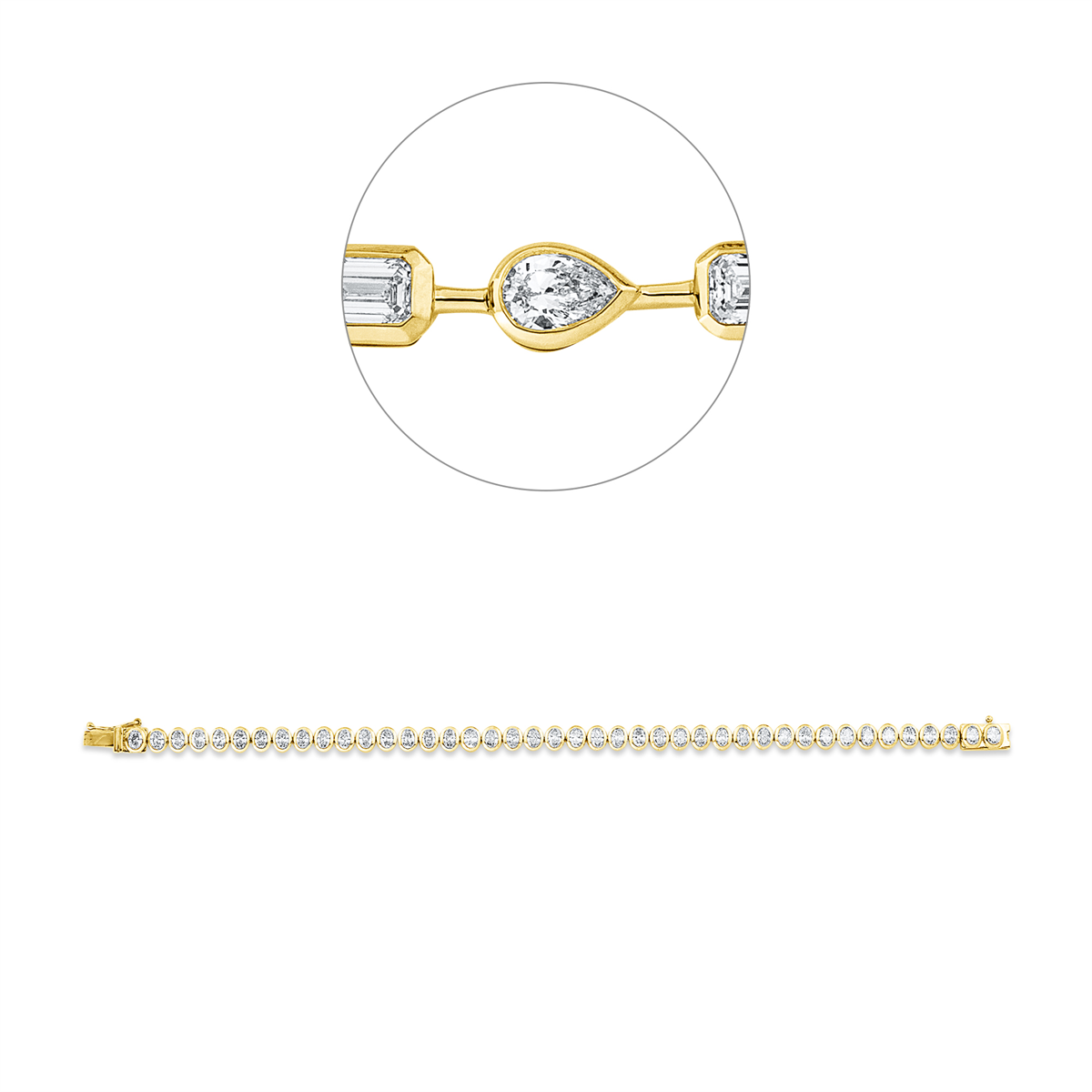 oval  multi-stone bracelet in yellow gold / white gold