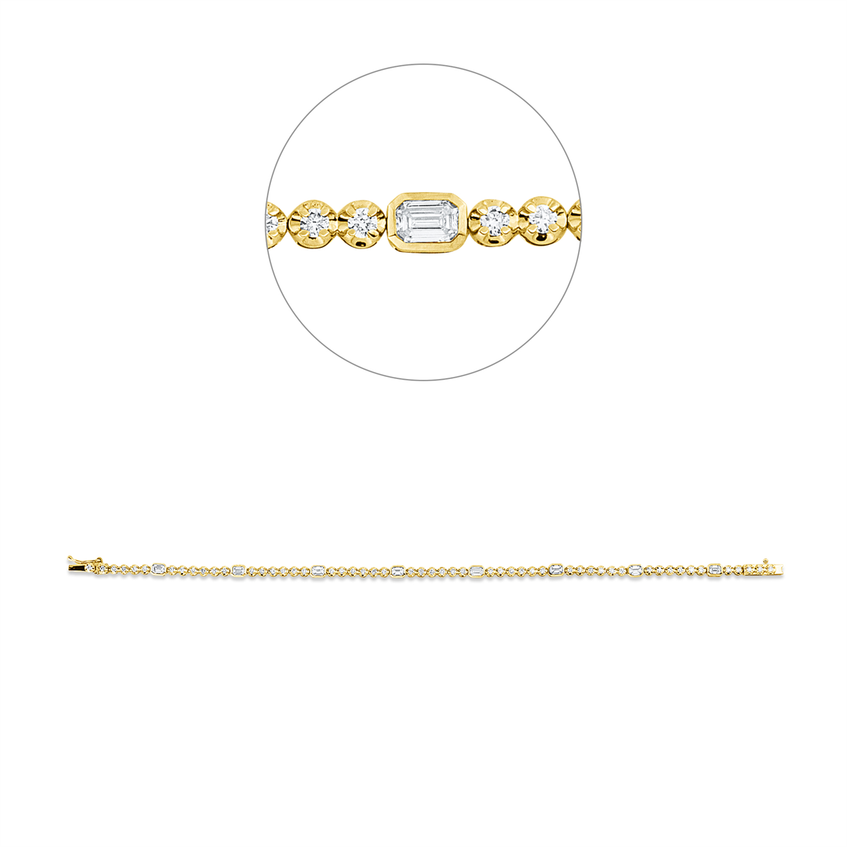 diamond full cut  baguette bracelet in yellow gold / white gold