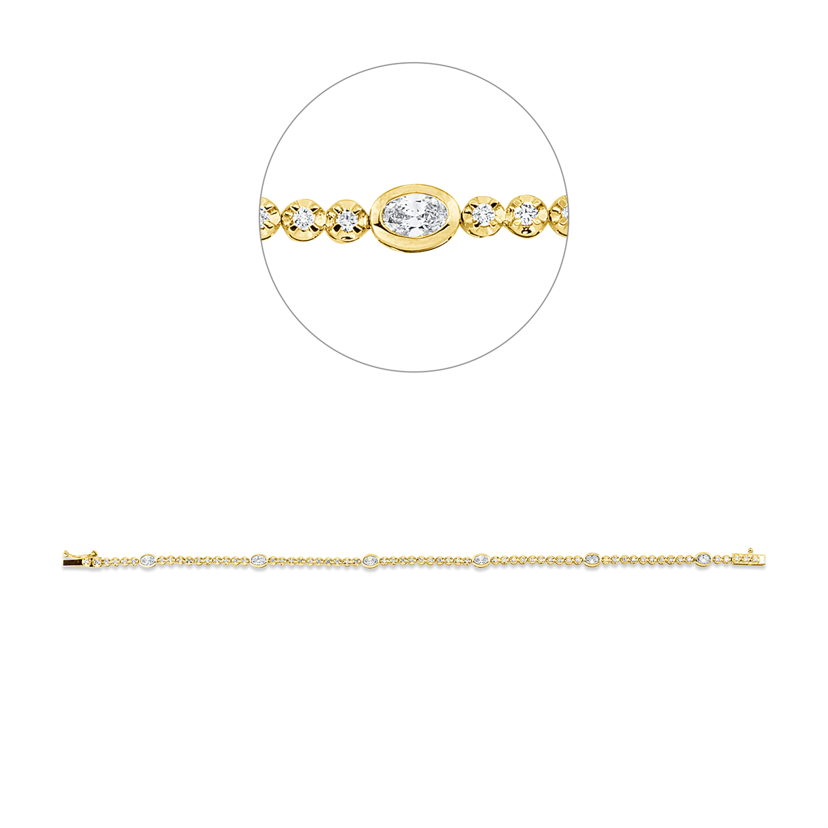 diamond full cut  multi-stone bracelet in yellow gold / white gold