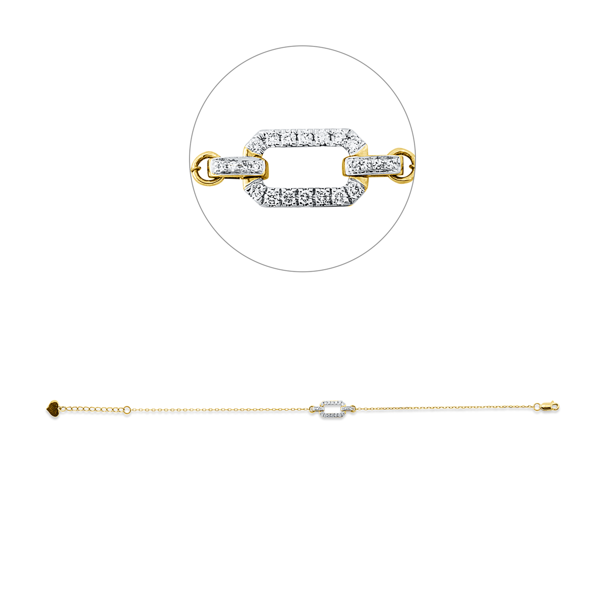 diamond single cut  modern woman bracelet in yellow gold / white gold