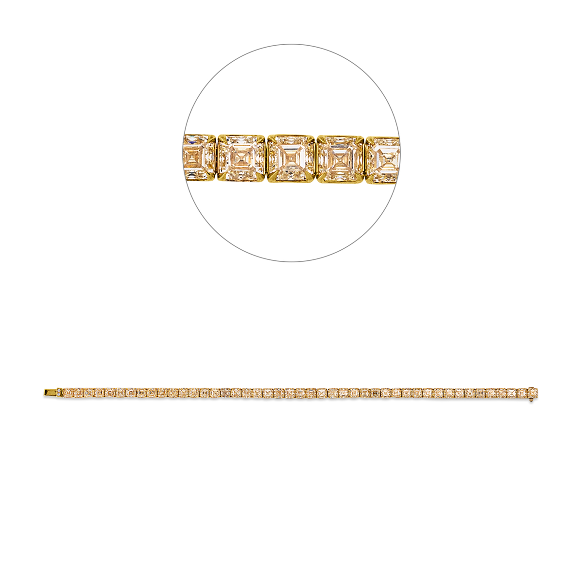 assher cut  tennis bracelet bracelet in yellow gold