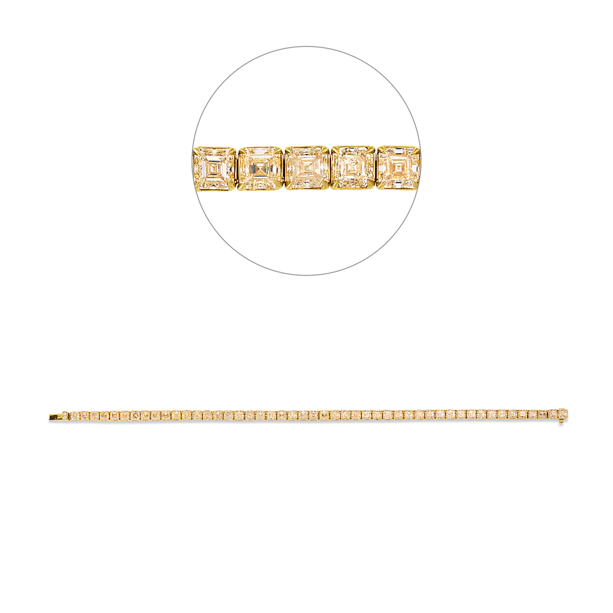 assher cut  tennis bracelet bracelet in yellow gold