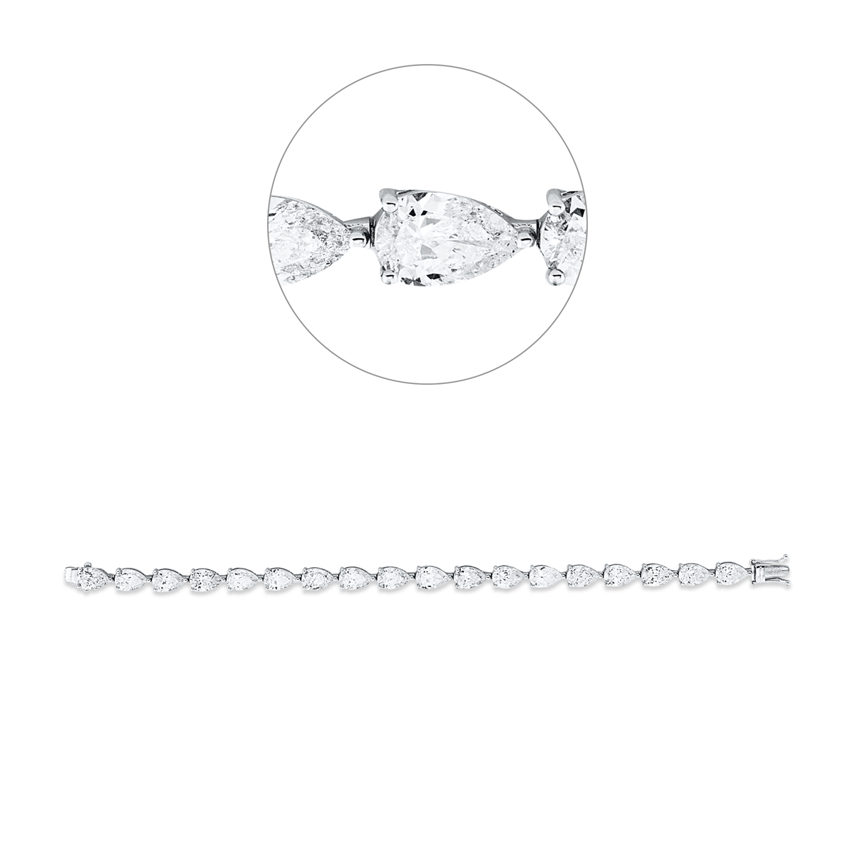 pear shape  tennis bracelet bracelet in white gold