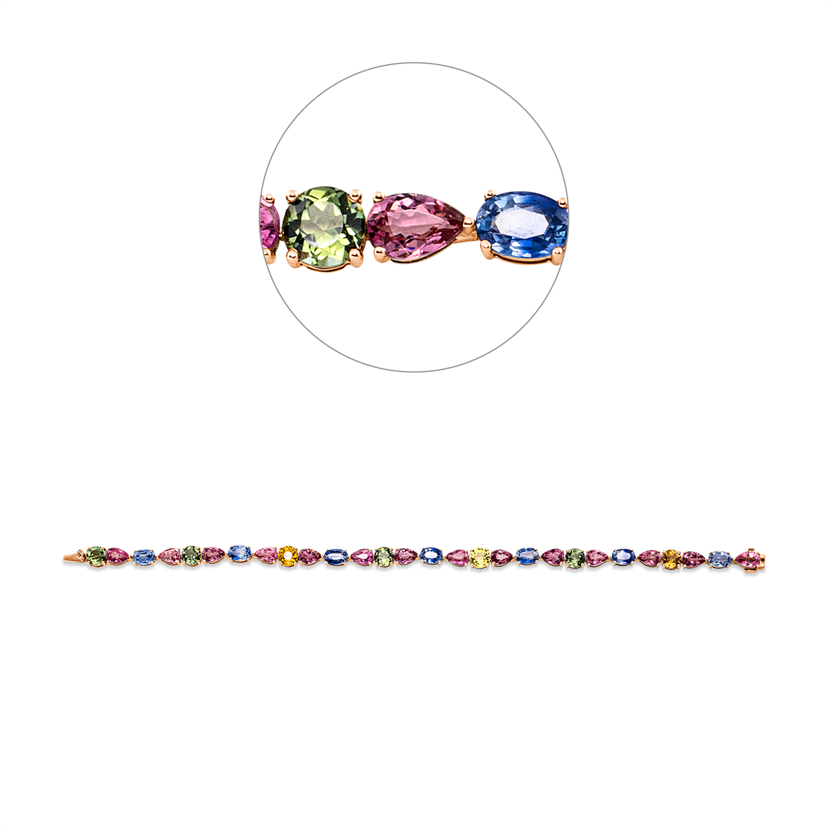colored stone classic bracelet - 5G925