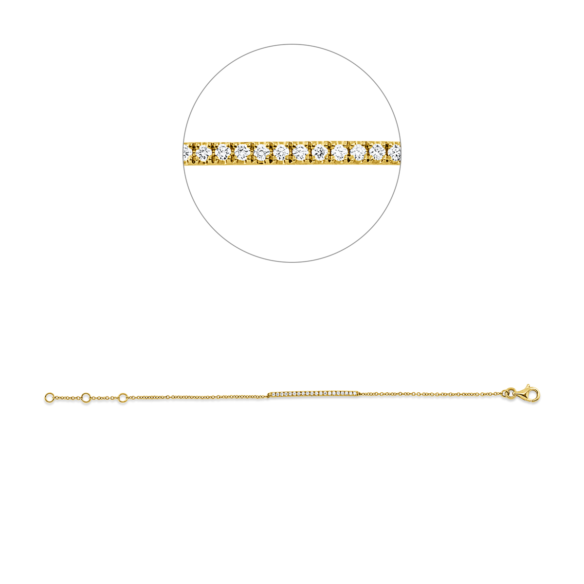 diamond full cut  modern woman bracelet in yellow gold