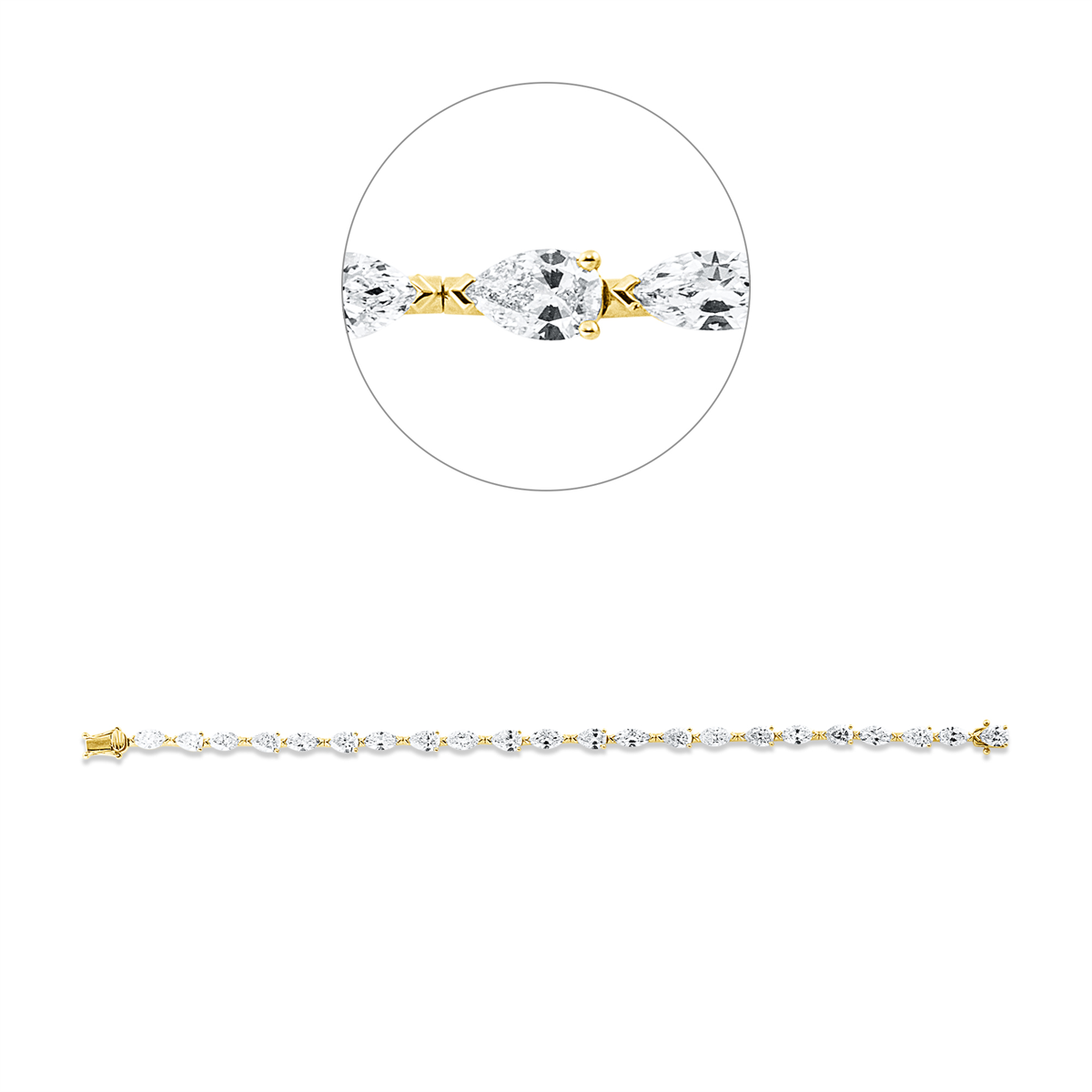 marquise  exclusive bracelet in yellow gold / white gold