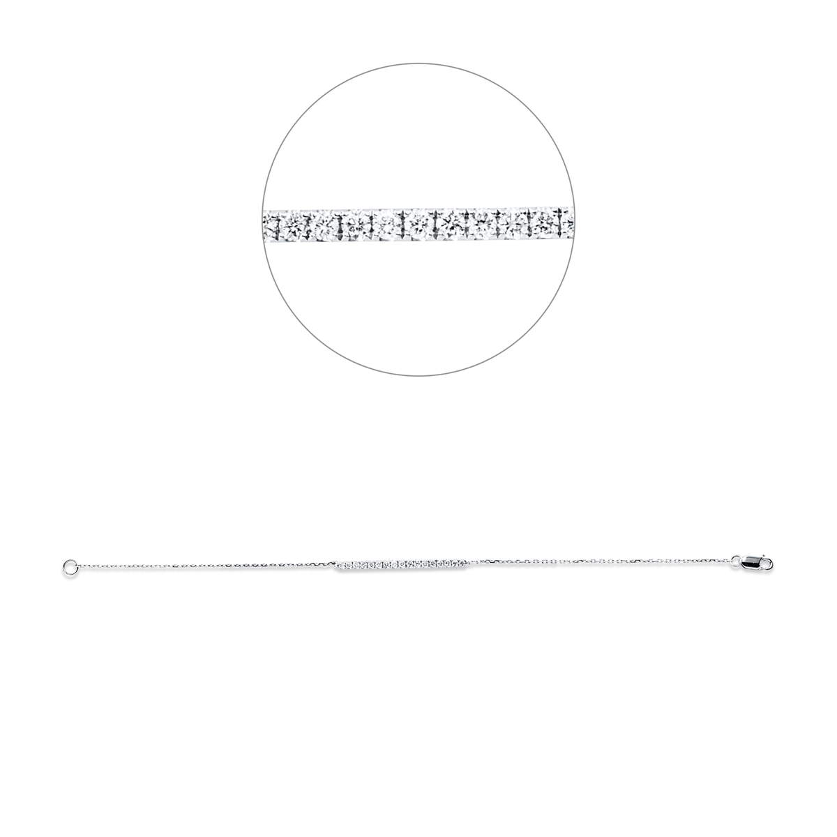 diamond full cut  modern woman bracelet in white gold