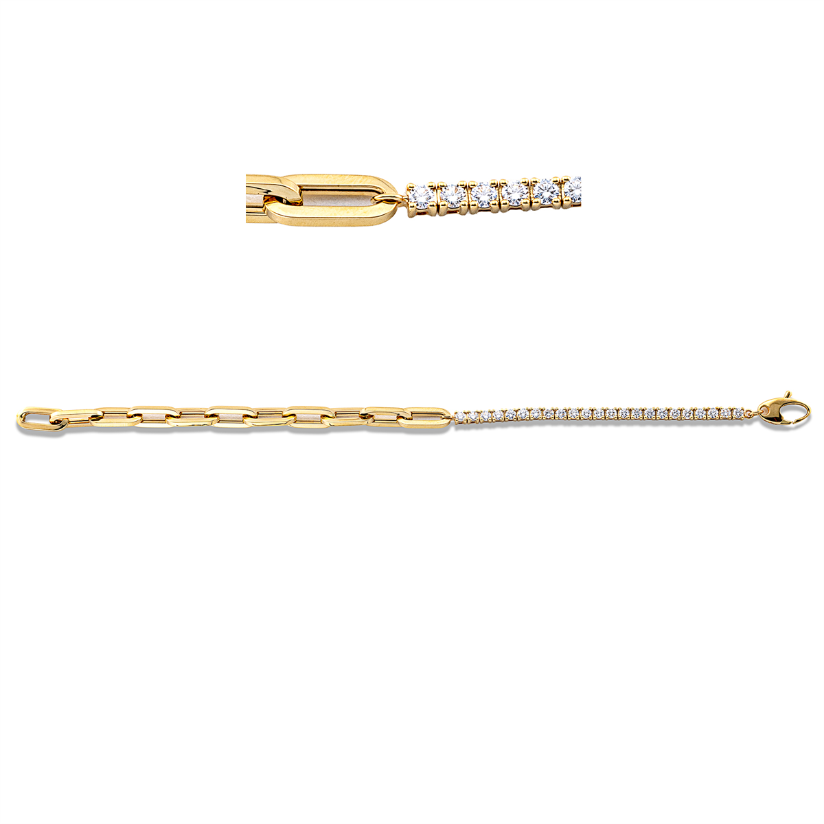 diamond full cut  multi-stone bracelet in yellow gold