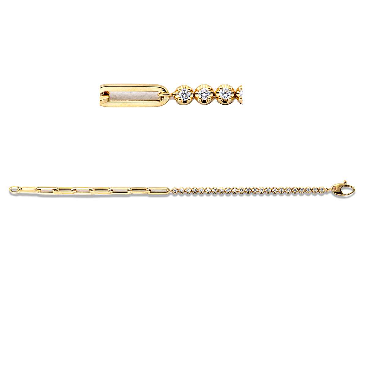 diamond full cut  multi-stone bracelet in yellow gold