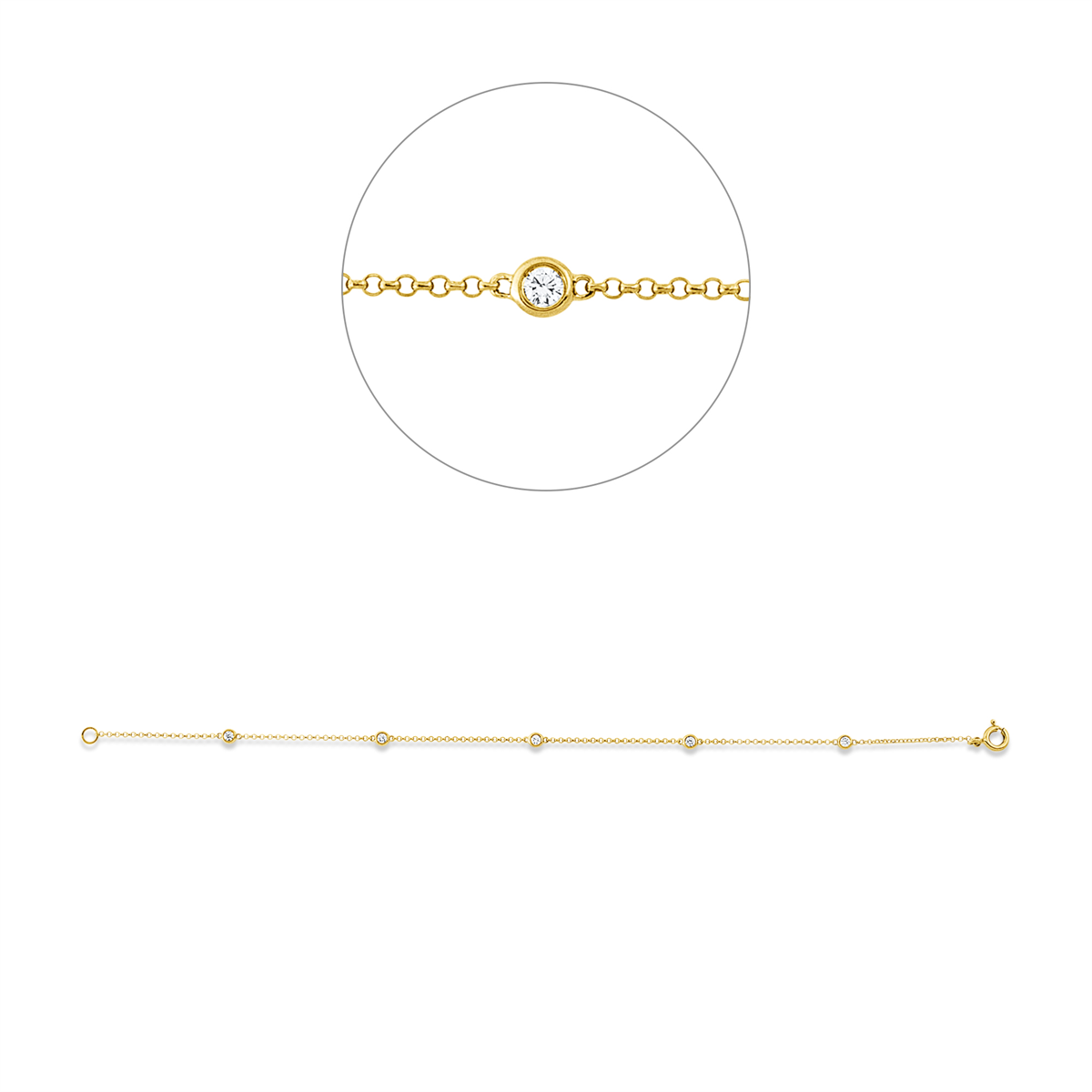diamond full cut  modern woman bracelet in yellow gold