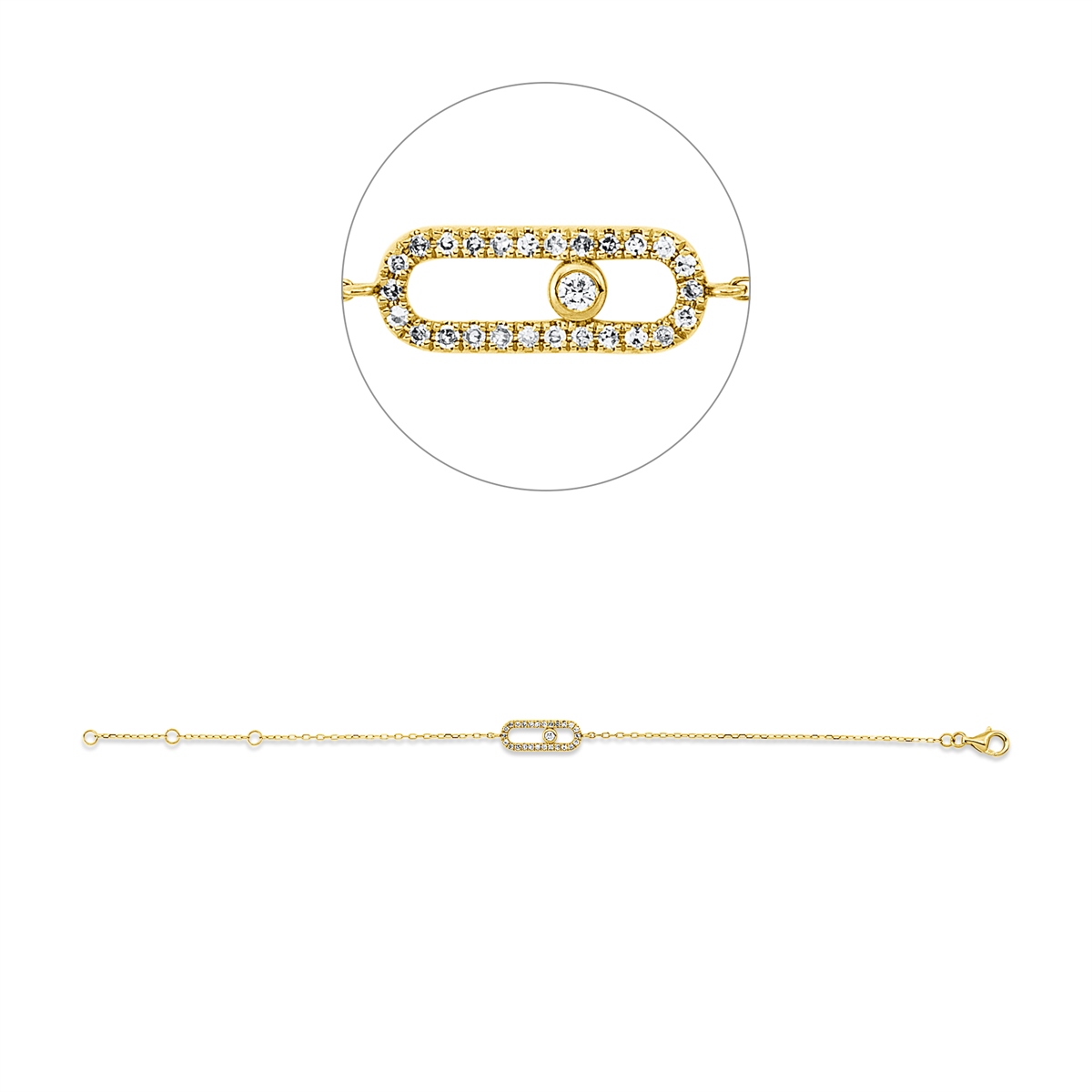 diamond full cut  modern woman bracelet in yellow gold