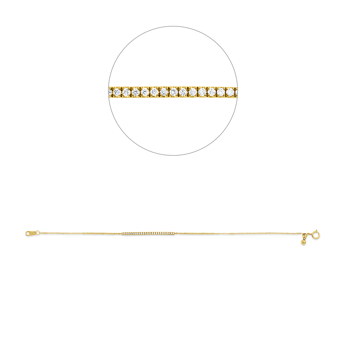 diamond full cut  modern woman bracelet in yellow gold